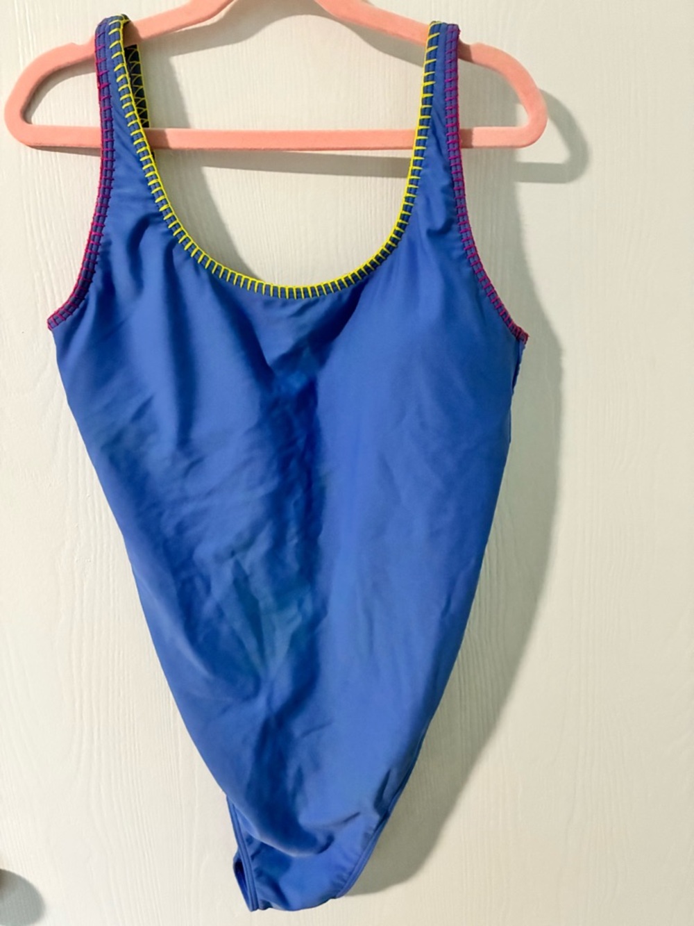 Hollister Periwinkle Top with Neon Yellow Stitching